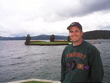 Mike is happy about his first trip to the Coeur d'Alene Resort where the floating green lived up to the hype