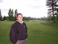 Mike standing on the very spot he holed out from (about 180 yards) on Meadow Lake's 9th hole up near Flathead Lake in northern Montana