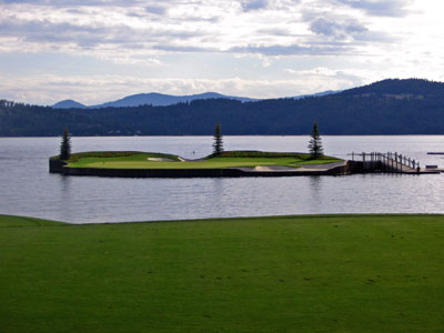 The world's only floating green; CDA Resort's 14th