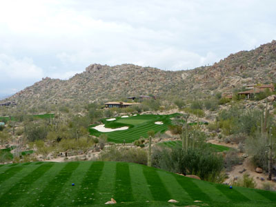 The backstop behind the green makes for some interesting rolls toward the hole