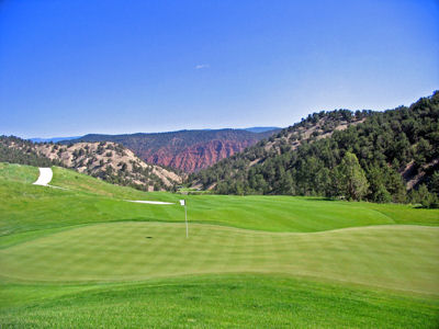 It's all uphill to get to this challenging, two-tiered green