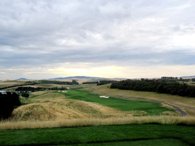 Downhill tee shot and nearly 500 yards to cover in a par four is an instant bogey beward candidate
