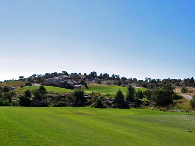 There is a forced carry required to reach the green that features a long tongue in front